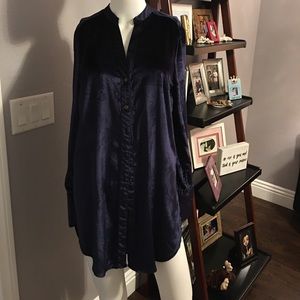 Blue velvet mini dress